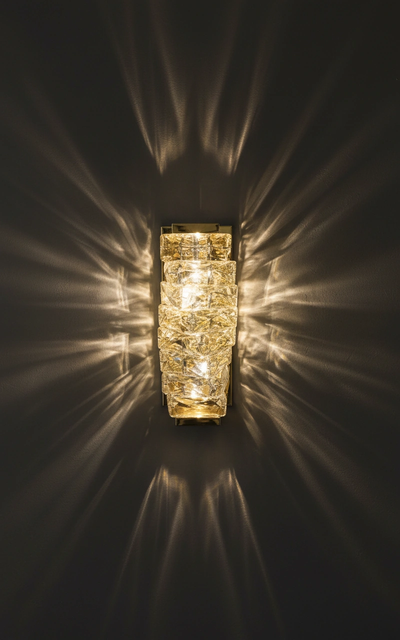 Murano Ice Block Polished Brass Wall Sconce Angle 4