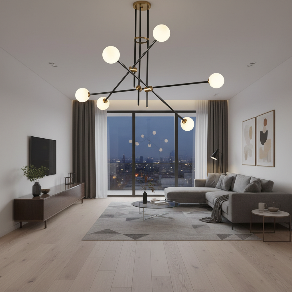 Orion 6-Arm Sputnik Chandelier Angle 4