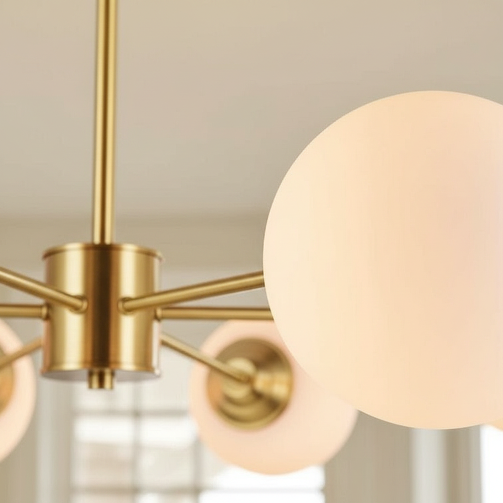 Orion 8-Globe Mid-Century Chandelier Angle 3