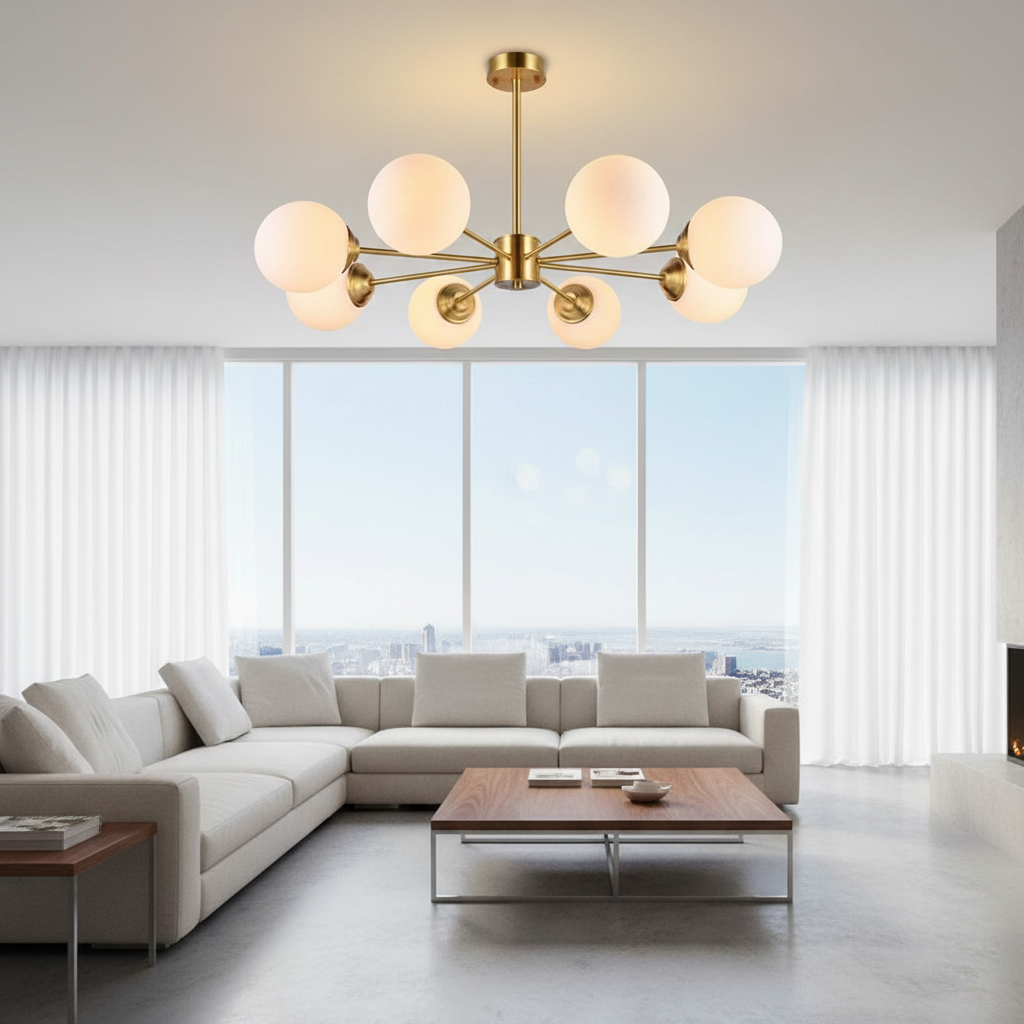 Orion 8-Globe Sputnik Chandelier Angle 2