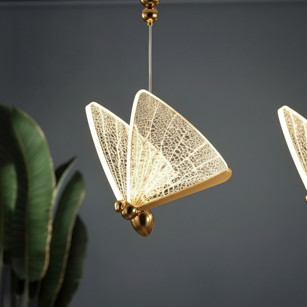 Papillon 3-Light Linear Butterfly Pendant Angle 3