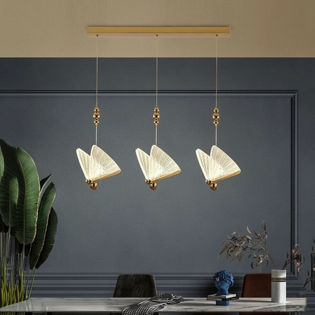 Papillon Trio Linear Butterfly Pendant Angle 2