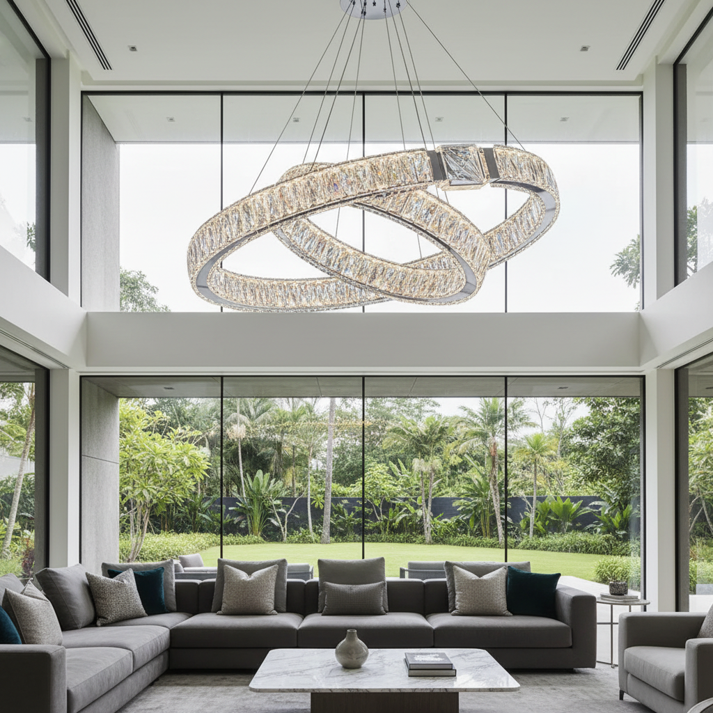 Seraphina 1100mm Interlocking Crystal Chandelier Angle 2