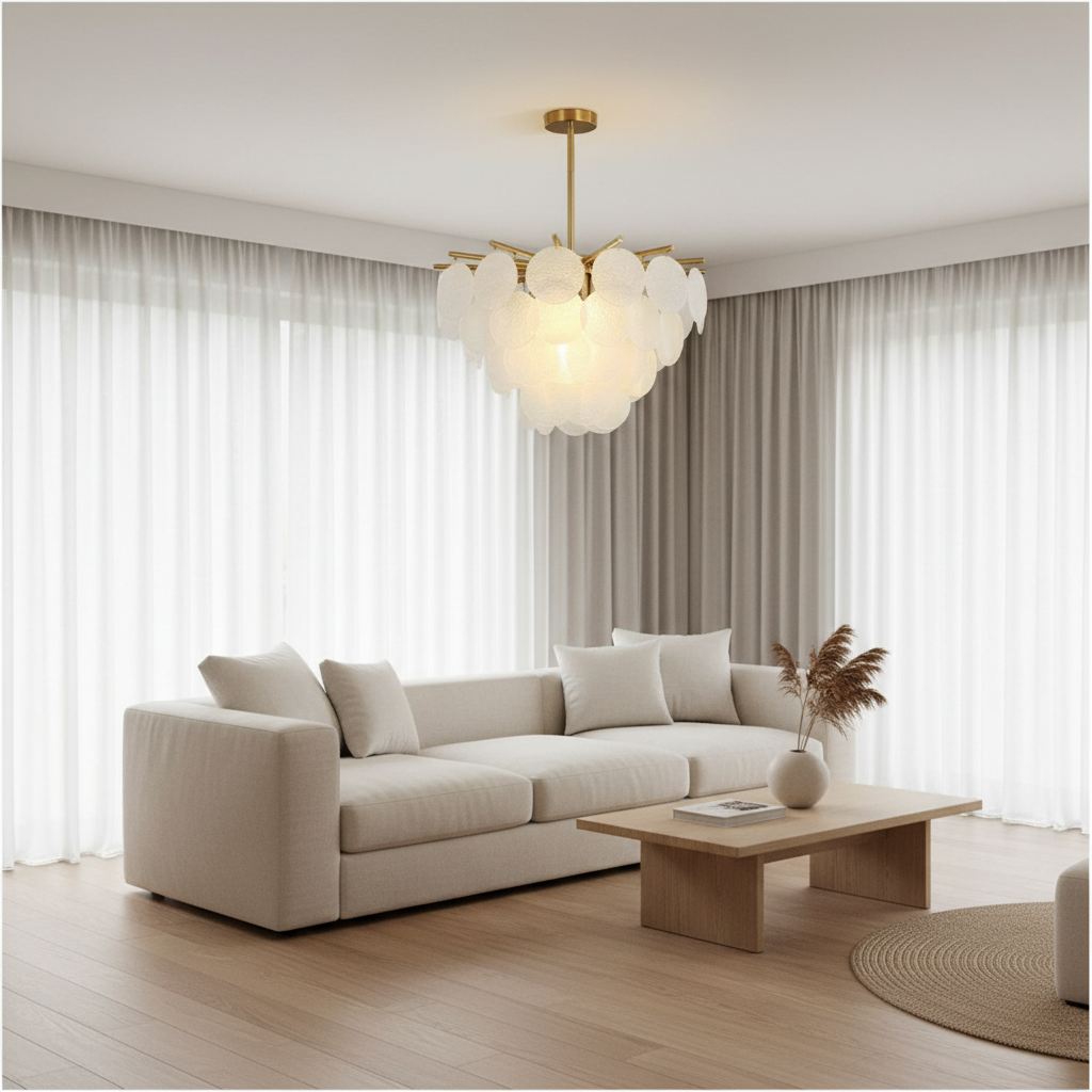 Seraphina 65cm Textured Glass Disc Chandelier Primary Perspective