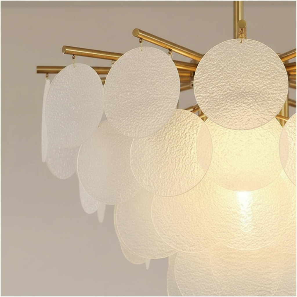 Seraphina 65cm Textured Glass Disc Chandelier Angle 3