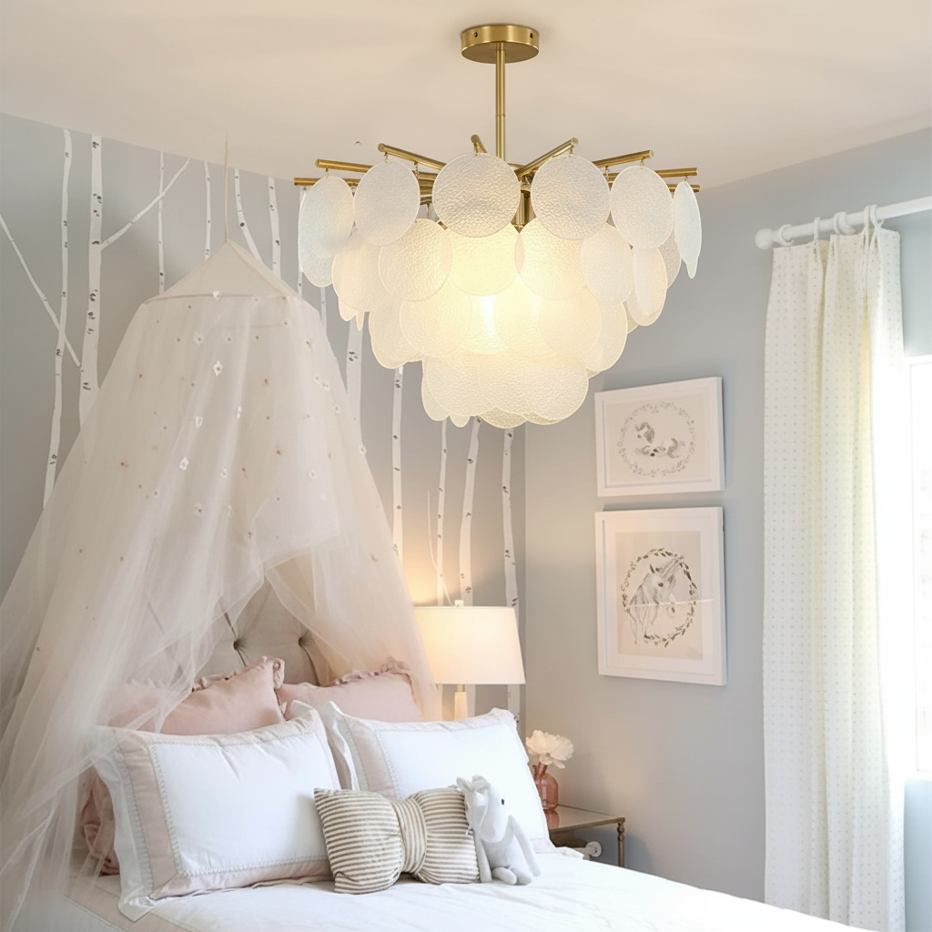 Seraphina 8-Arm Glass Petal Chandelier Detail Perspective