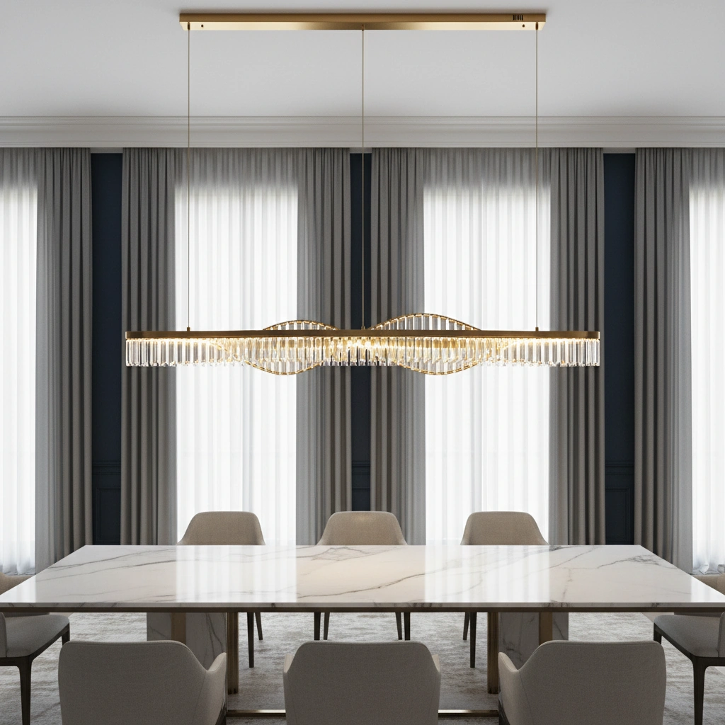Seraphina Wave 1500mm Linear Crystal Pendant Angle 2