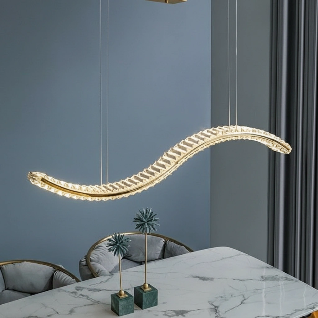Seraphina Wave 1500mm Linear Crystal Pendant Angle 3