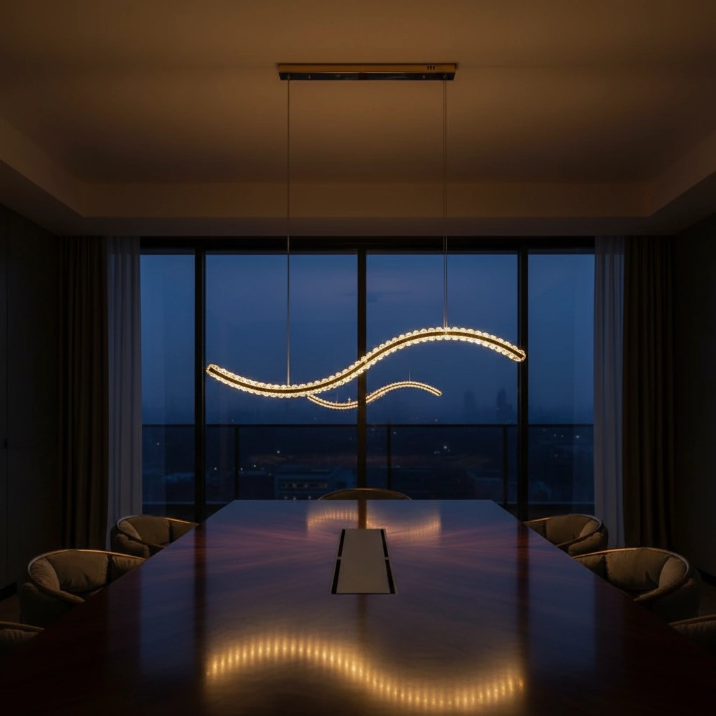 Seraphina Wave 1500mm Linear Crystal Pendant Angle 4