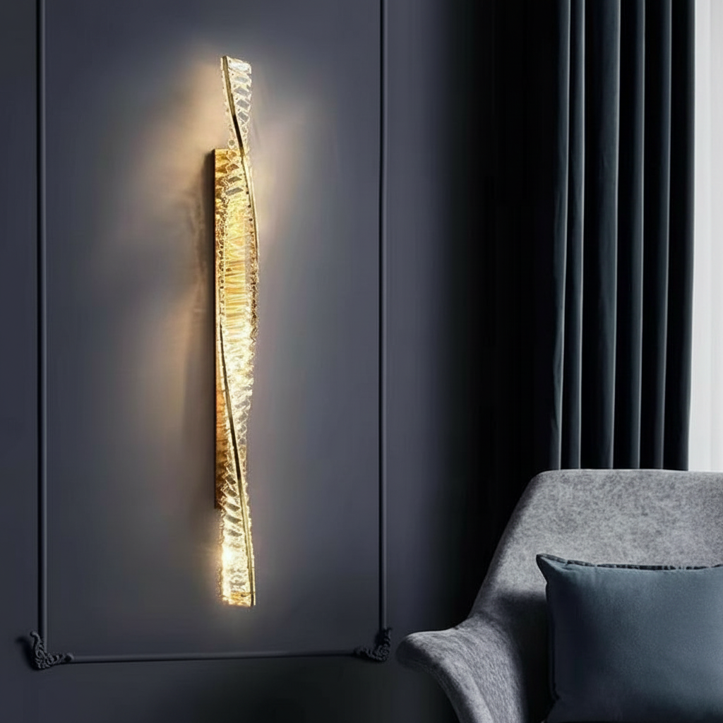 Serpentine 100cm Crystal Wave Wall Sconce Angle 2