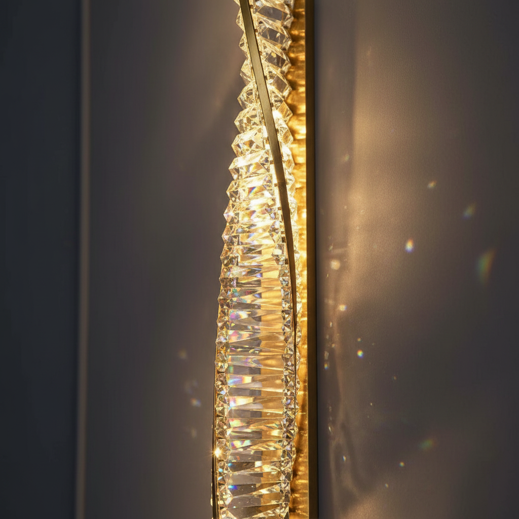Serpentine 100cm Crystal Wave Wall Sconce Angle 3