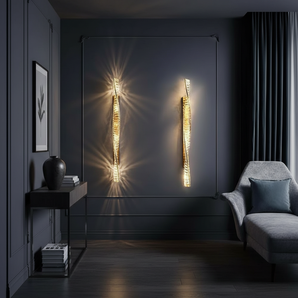 Serpentine 100cm Crystal Wave Wall Sconce Angle 4