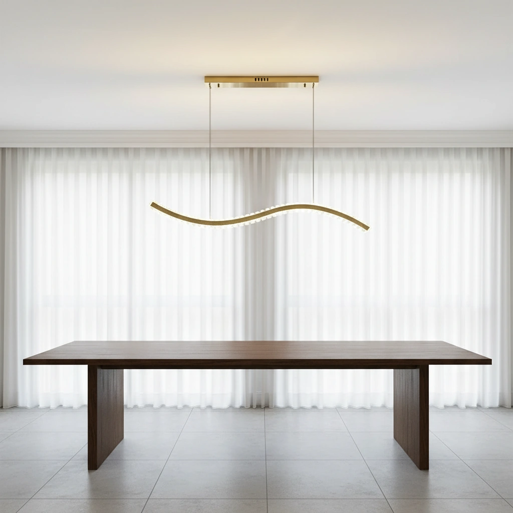 Serpentine 1200mm Wave Linear Crystal Pendant Angle 2