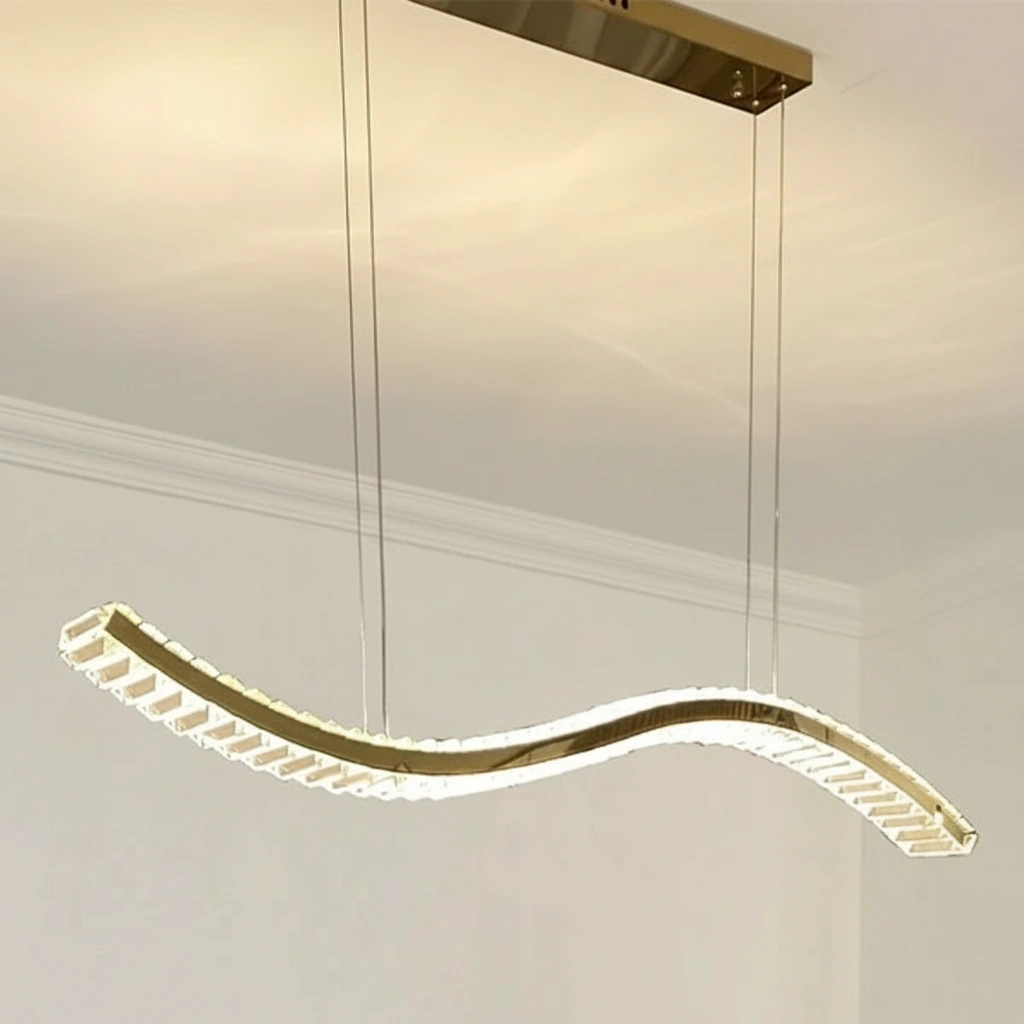 Serpentine 1200mm Wave Linear Crystal Pendant Angle 3