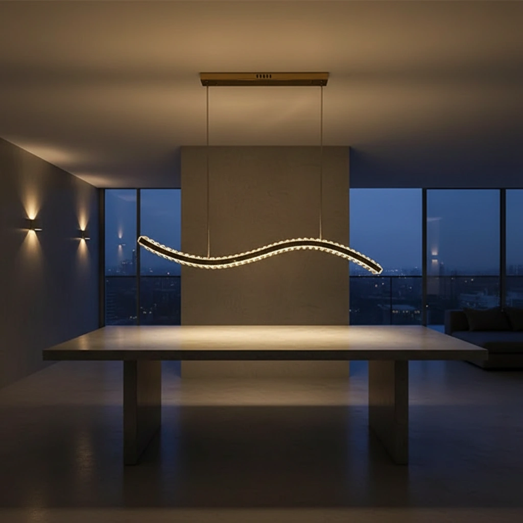 Serpentine 1200mm Wave Linear Crystal Pendant Angle 4