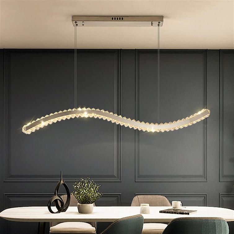 Serpentine Wave 120cm K9 Crystal Linear Pendant