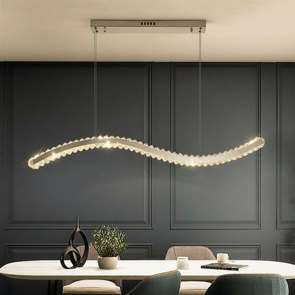 Serpentine Wave 120cm K9 Crystal Linear Pendant Primary Perspective