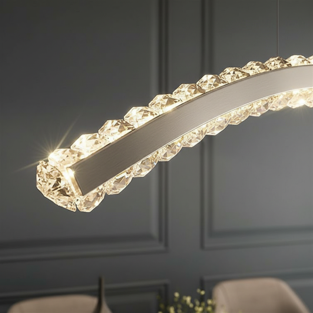 Serpentine Wave 120cm K9 Crystal Linear Pendant Angle 3