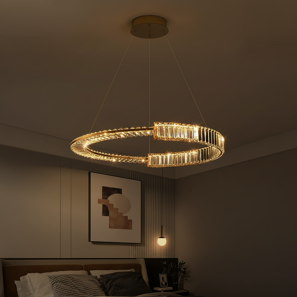 Stella Maris 80cm Split-Ring Crystal Chandelier Detail Perspective