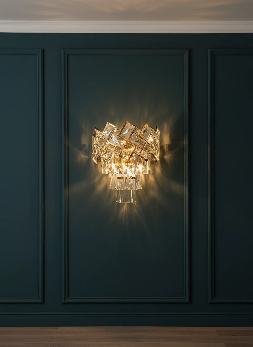 Veridia Tiered Art Deco Crystal Wall Sconce Angle 2
