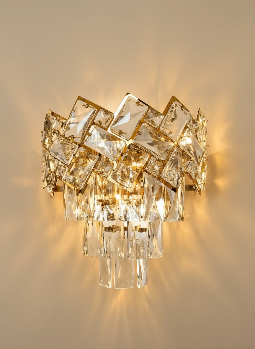 Veridia Tiered Art Deco Crystal Wall Sconce Angle 3