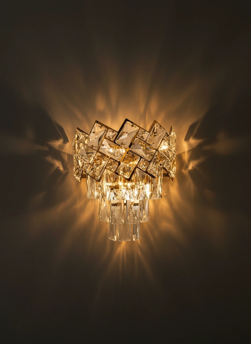Veridia Tiered Art Deco Crystal Wall Sconce Angle 4