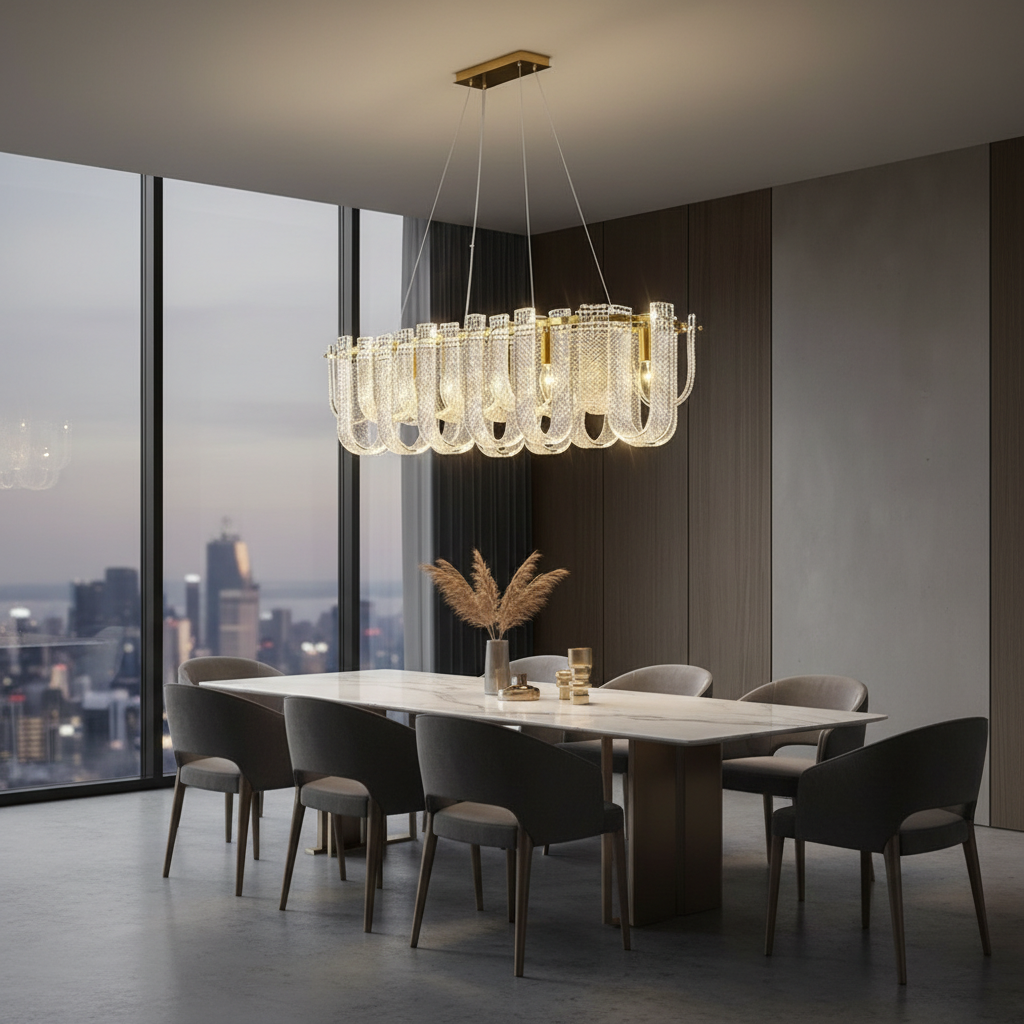 Verona 1200 Linear Crystal Mesh Chandelier Primary Perspective