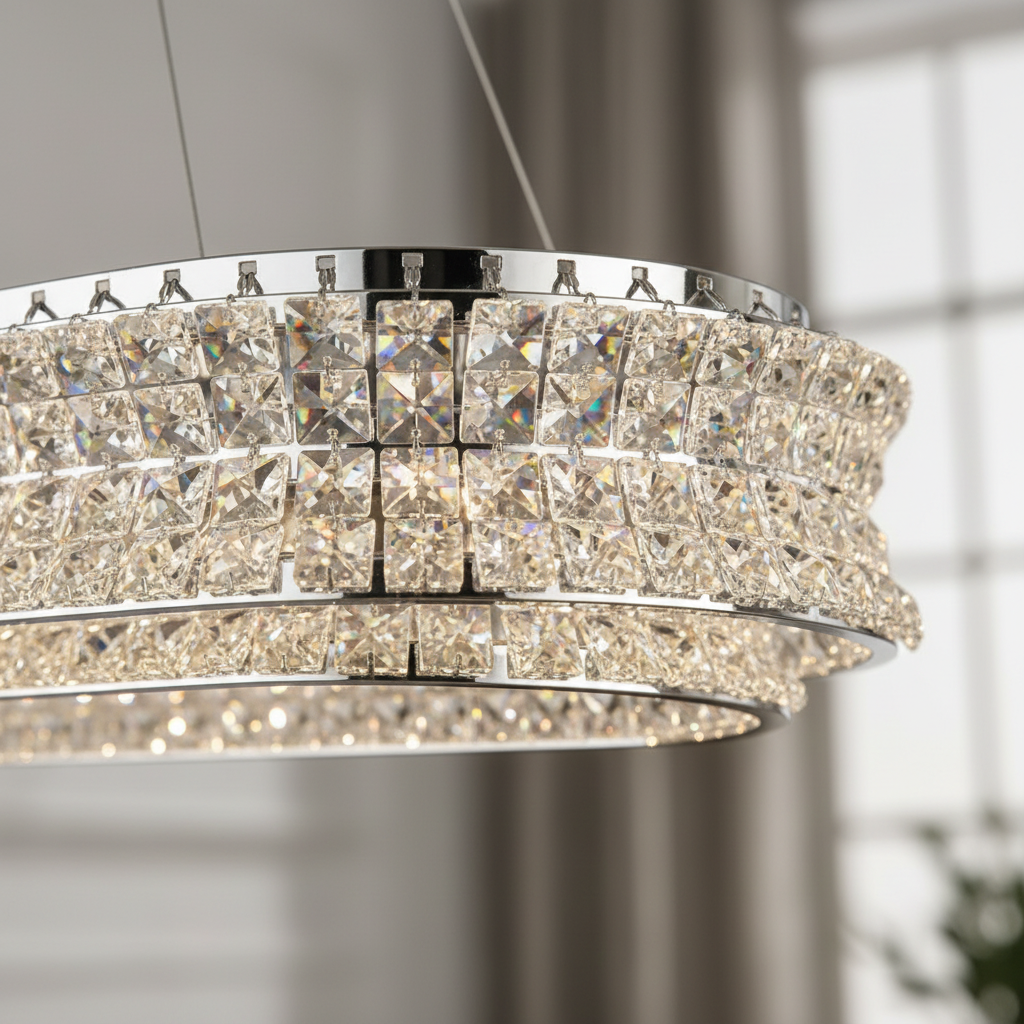Verona 120cm Crystal Wave Linear Chandelier Angle 3