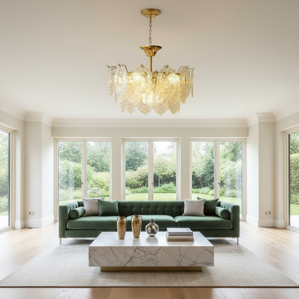 Verona 70cm Embossed Glass Chandelier Primary Perspective