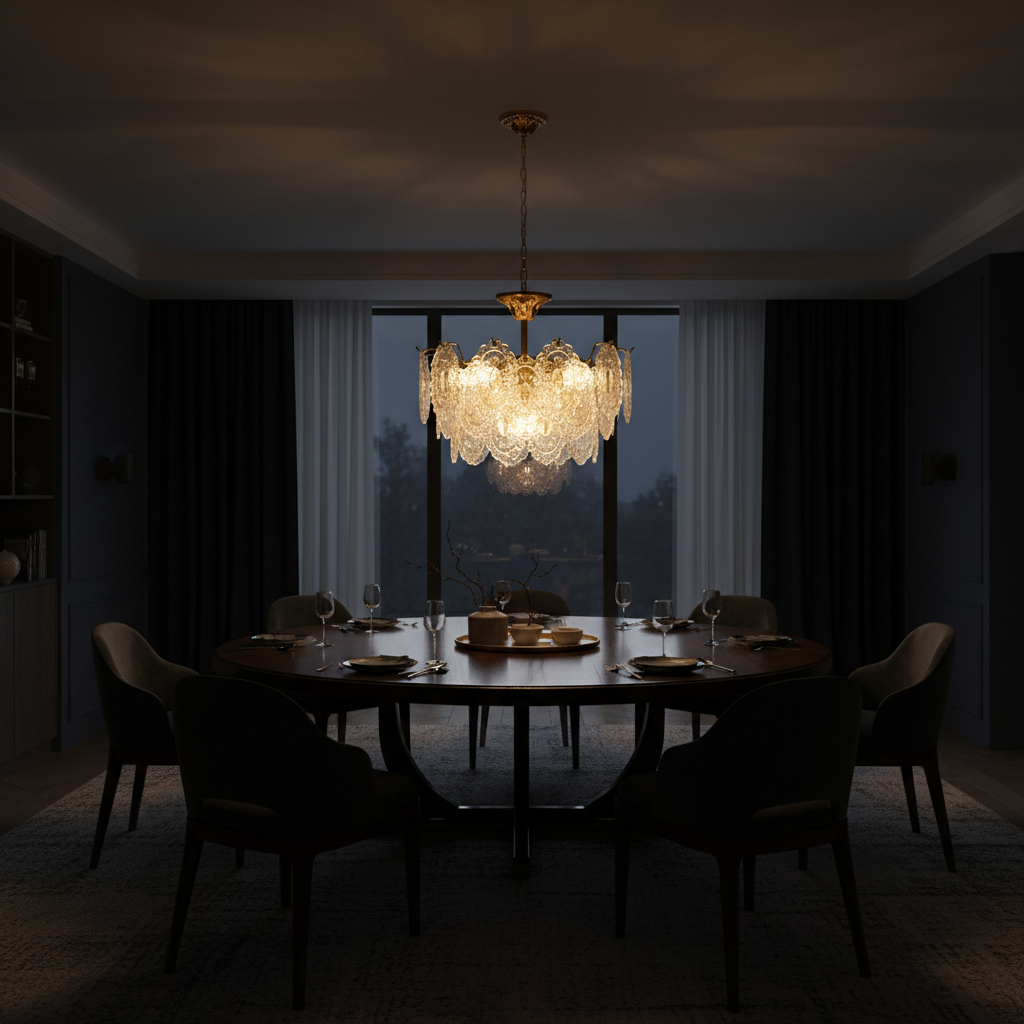 Verona 70cm Embossed Glass Chandelier Detail Perspective
