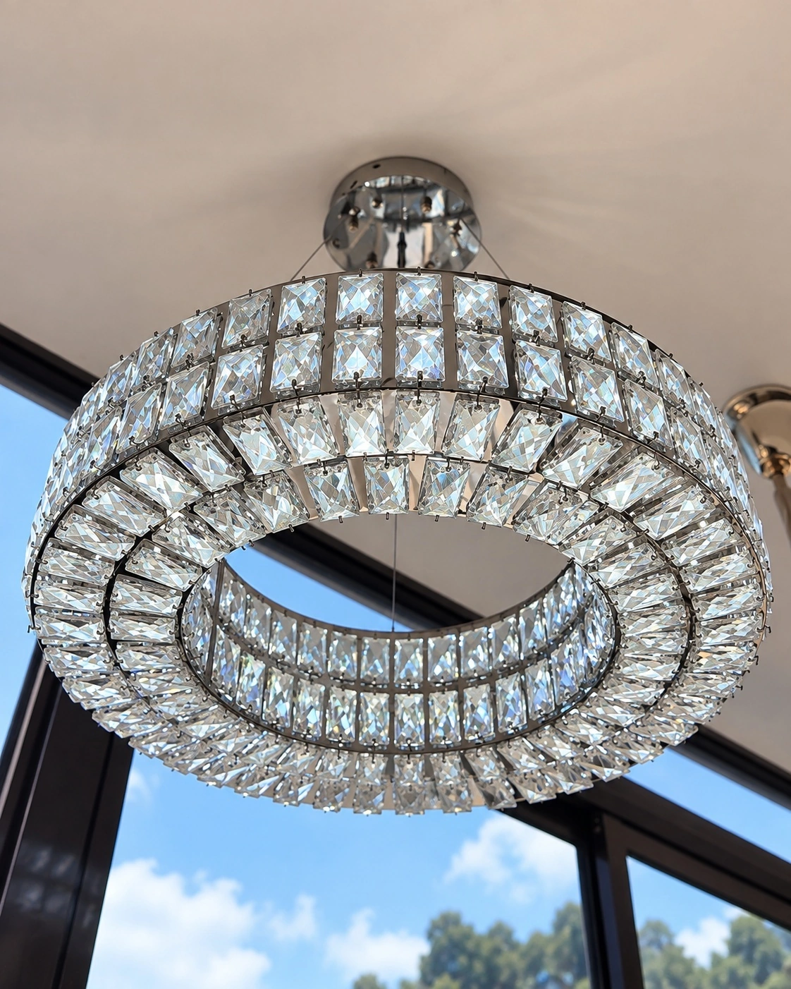 Verona 80cm Polished Chrome Crystal Ring Chandelier
