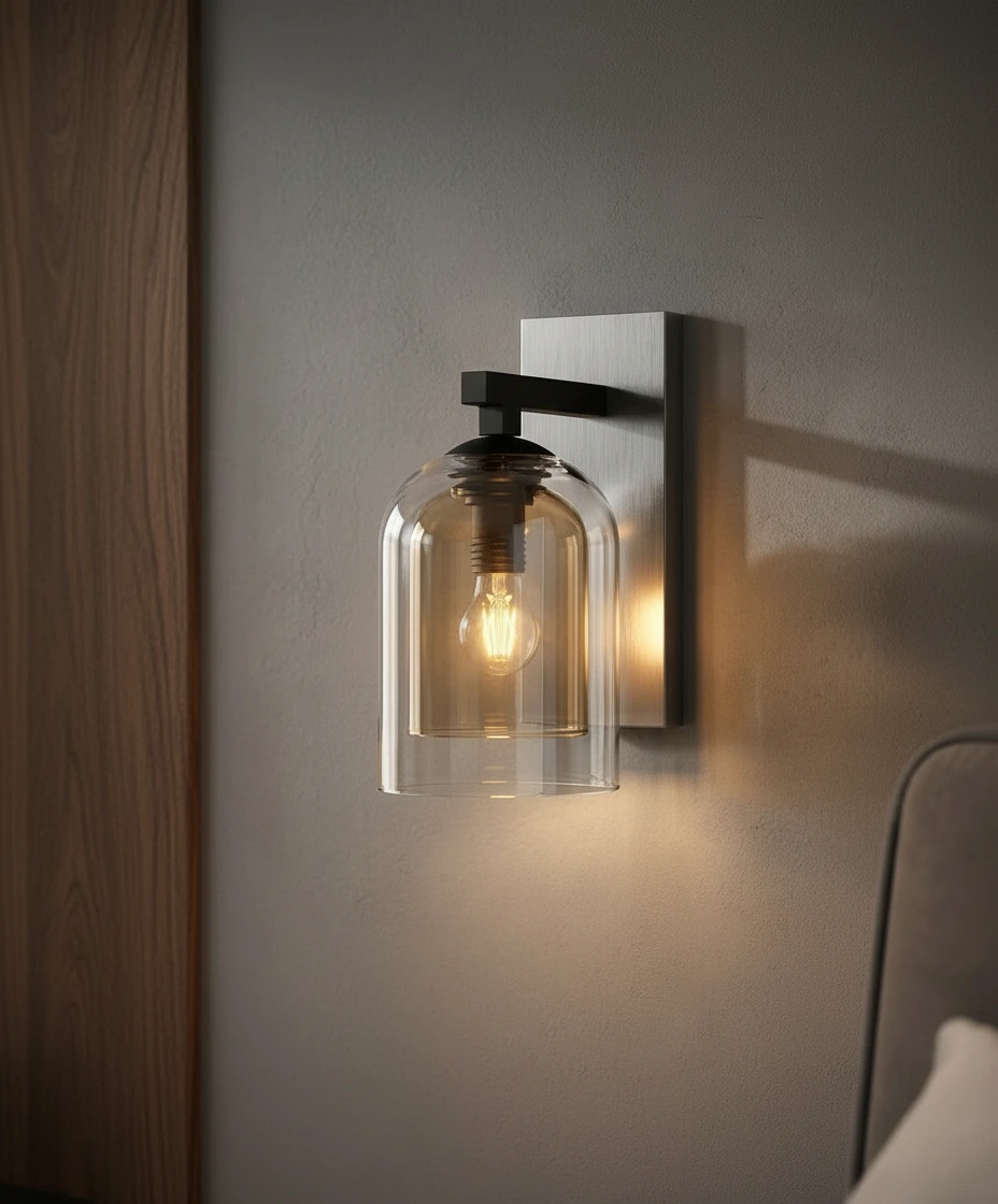 Verona Industrial Double-Glass Wall Sconce Angle 2