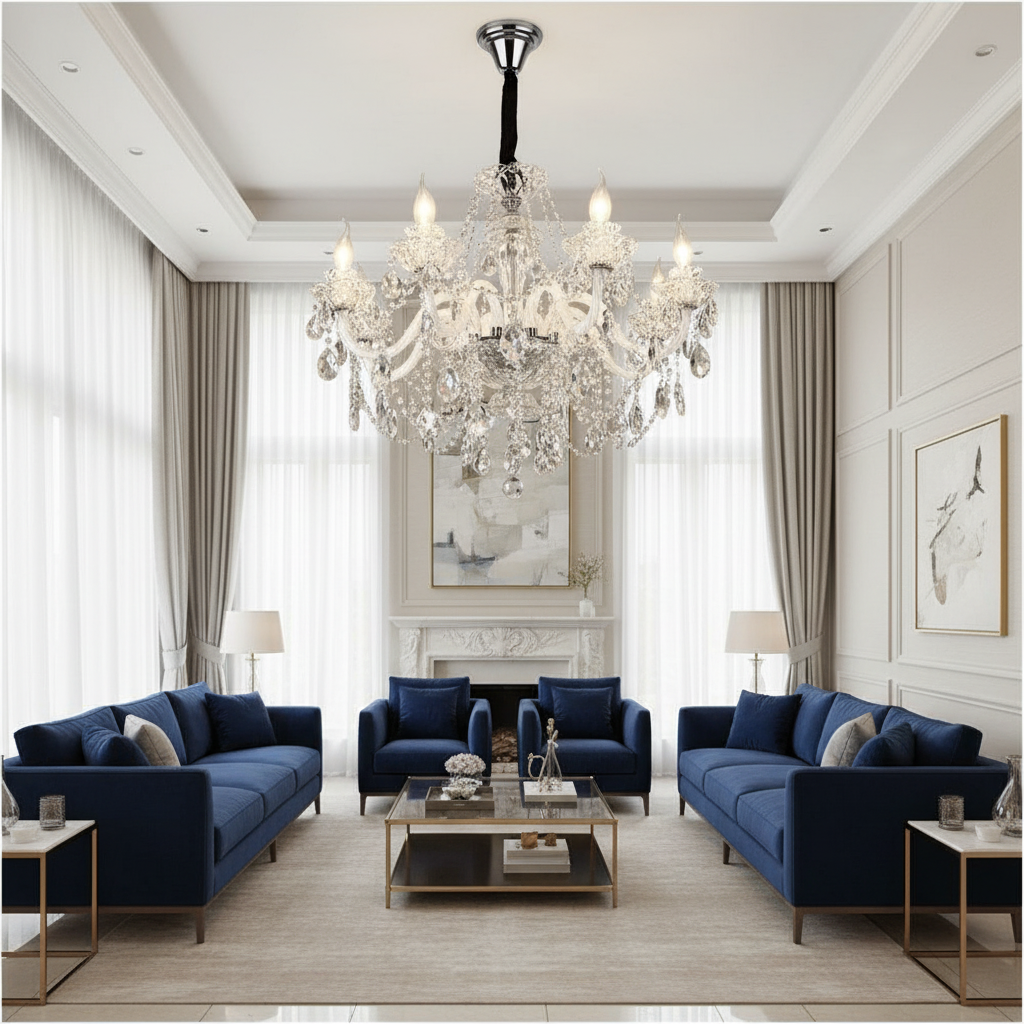 Versailles 6-Arm K9 Crystal Chandelier Angle 2