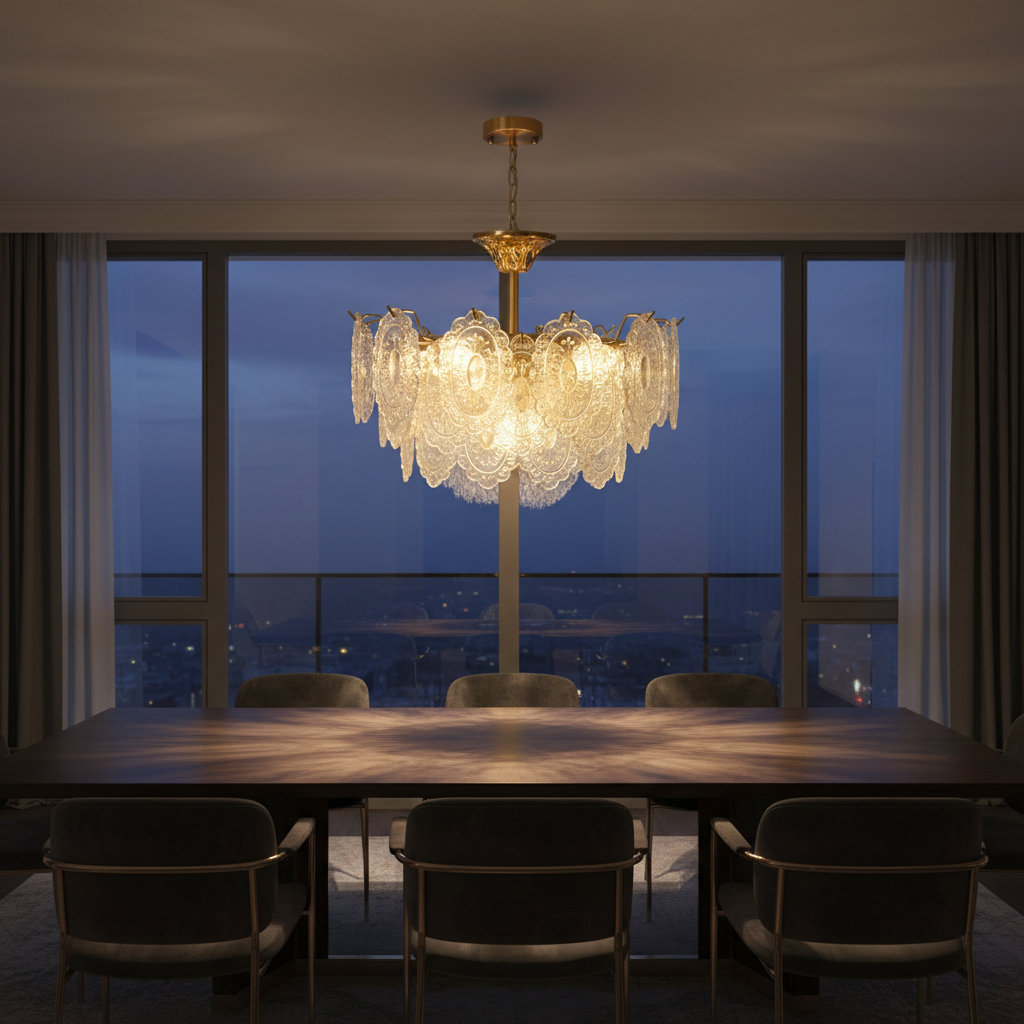 Vittoria 80cm Ornate Glass Chandelier Detail Perspective
