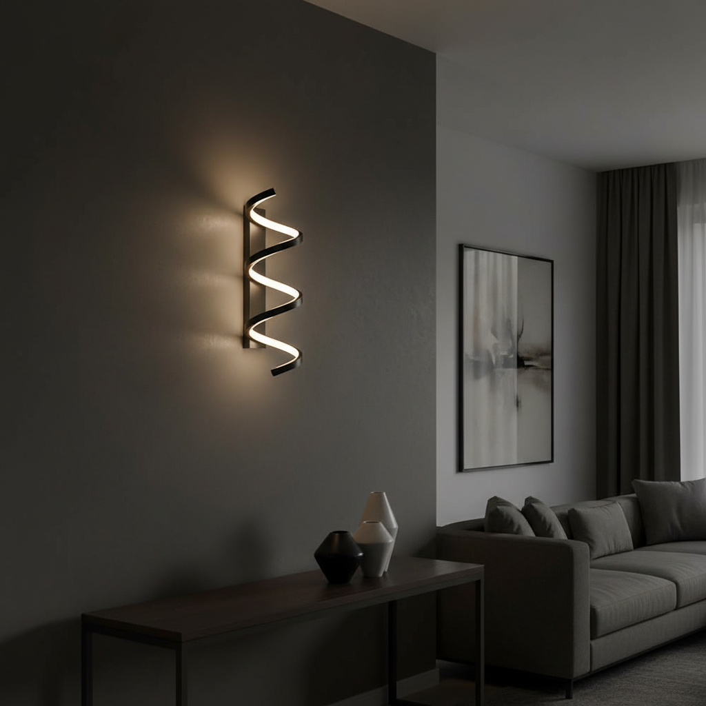 Vortex Spiral LED Wall Sconce Detail Perspective
